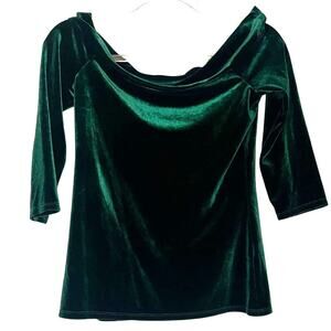 Modcloth Green Velvet Off Shoulder Top M